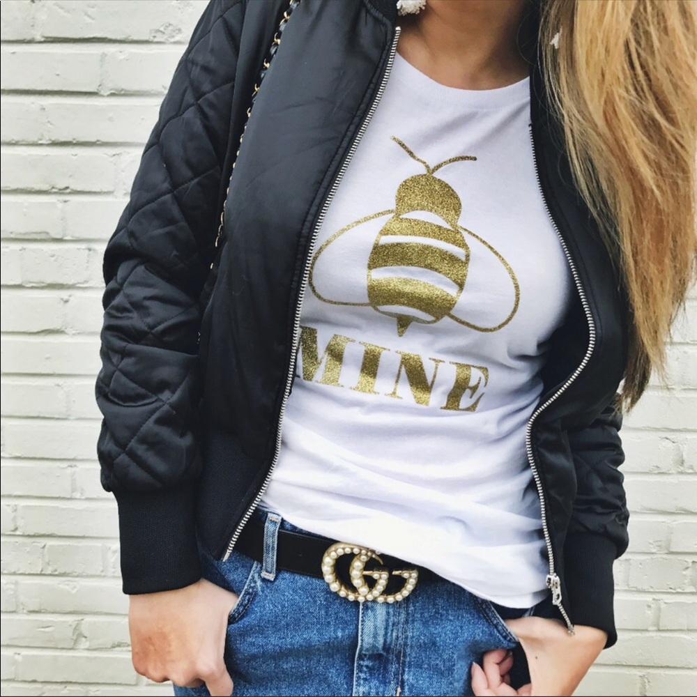 NWT Sparkly Gold Patchwork Super Cute Quality🐝Tee - Picture 1 of 4